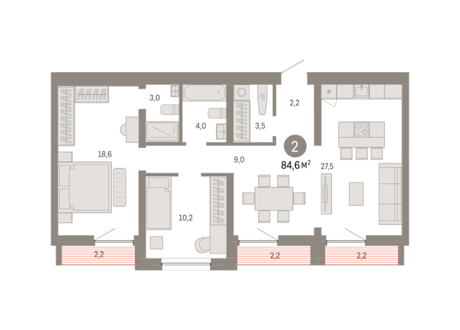 84.00 м² | 9 - 9 эт.