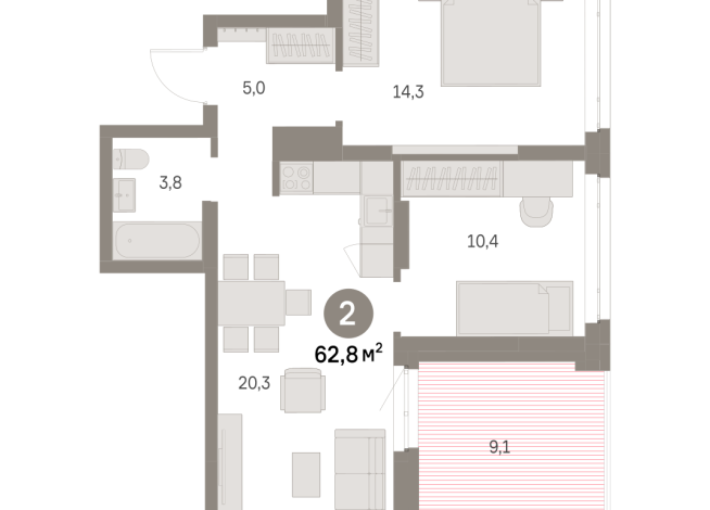 62.00 м² | 5 - 16 эт.