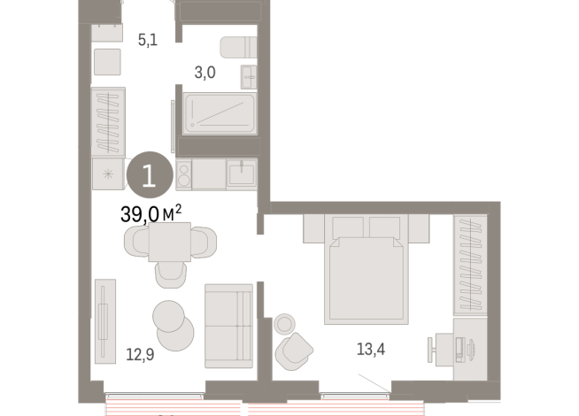 39.00 м² | 10 - 16 эт.