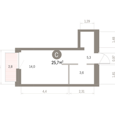 25.00 м² | 9 - 16 эт. 00