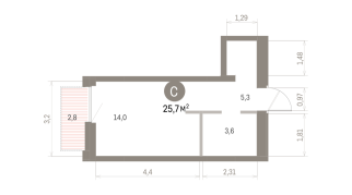 25.00 м² | 9 - 16 эт.