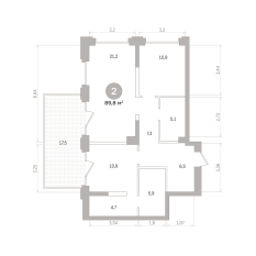 89.00 м² | 3 - 17 эт. 00