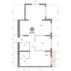 81.00 м² | 14 - 16 эт. 00
