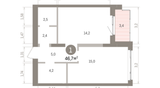 46.00 м² | 4 - 8 эт.