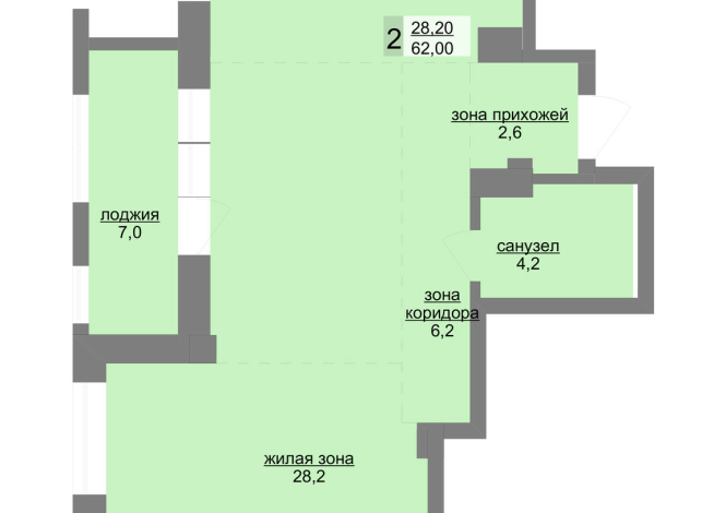 62.40 м² | 15 - 30 эт.