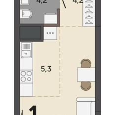 26.70 м² | 9 - 30 эт. 00