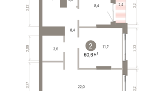 60.00 м² | 17 - 25 эт.