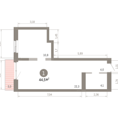 44.00 м² | 5 - 8 эт. 00