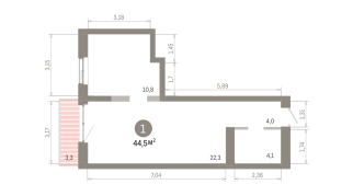 44.00 м² | 5 - 8 эт.