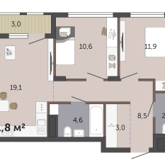 61.80 м² | 3 - 19 эт. 00