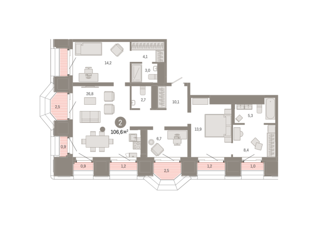 106.00 м² | 23 - 24 эт.