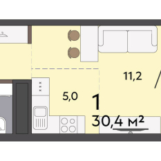 30.40 м² | 12 - 19 эт. 00