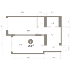 54.00 м² | 22 - 24 эт. 00