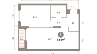 52.00 м² | 10 - 16 эт.
