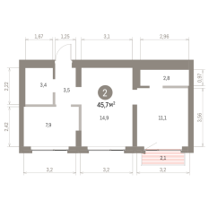 47.00 м² | 9 - 9 эт. 00