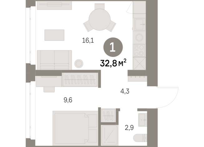 32.00 м² | 4 - 9 эт.