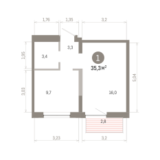 35.00 м² | 8 - 9 эт. 00