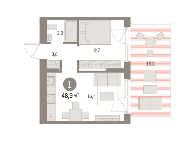 48.00 м² | 1 - 8 эт.