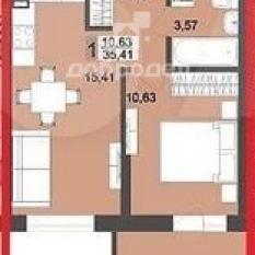 1-к квартира | 32.70 м² | 14 - 23 эт. 00