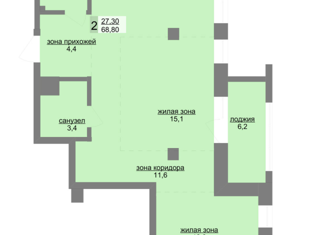 69.50 м² | 5 - 30 эт.