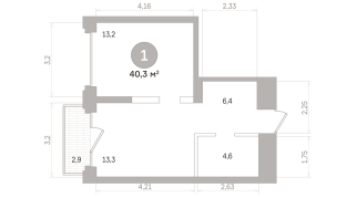 40.00 м² | 12 - 17 эт.