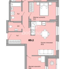 3-к квартира | 89.20 м² | 3 - 16 эт. 00