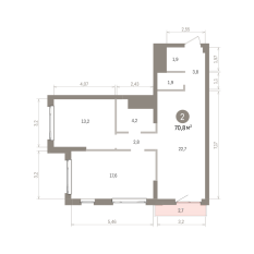 70.00 м² | 21 - 25 эт. 00