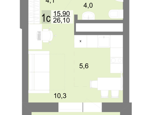 25.70 м² | 19 - 26 эт.