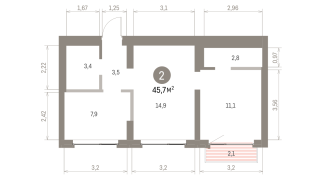 47.00 м² | 9 - 9 эт.