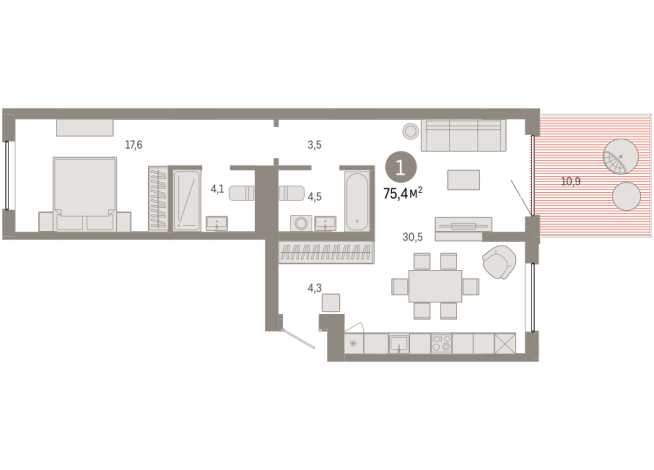 75.00 м² | 2 - 7 эт.