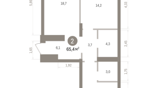 65.00 м² | 4 - 7 эт.