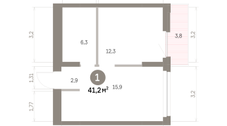 41.00 м² | 4 - 8 эт.
