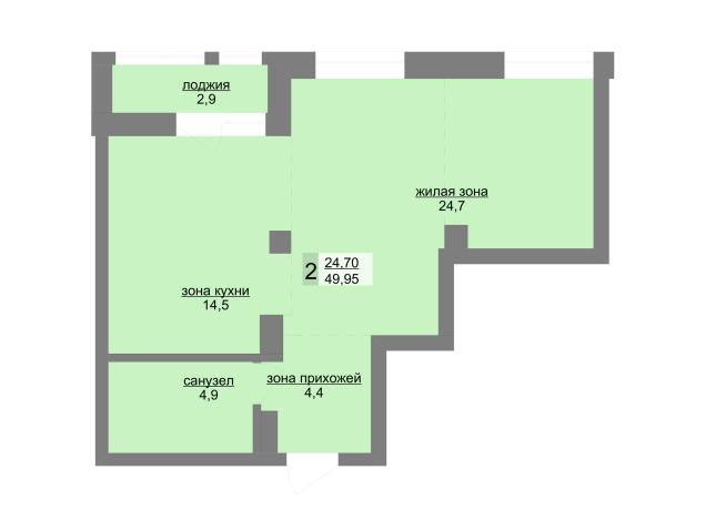 50.50 м² | 6 - 30 эт.