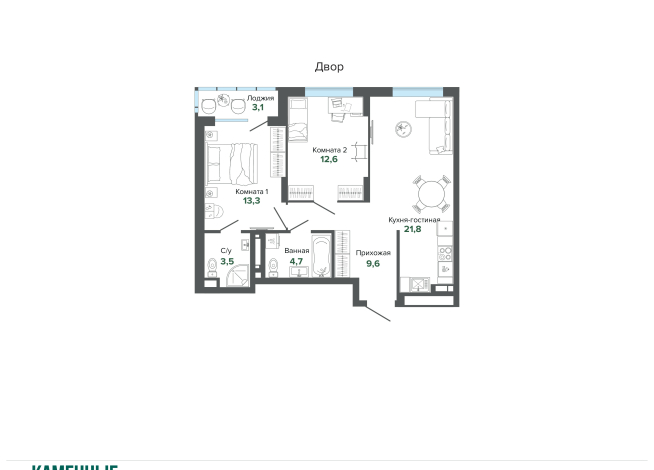 68.37 м² | 4 - 25 эт.