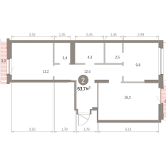 63.00 м² | 8 - 9 эт. 00