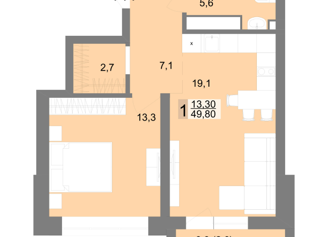 49.80 м² | 22 - 25 эт.