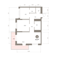 67.00 м² | 9 - 24 эт. 00