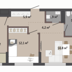 58.80 м² | 9 - 17 эт. 00