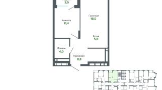 46.63 м² | 20 - 25 эт.