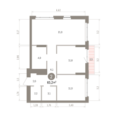 65.00 м² | 5 - 16 эт. 00