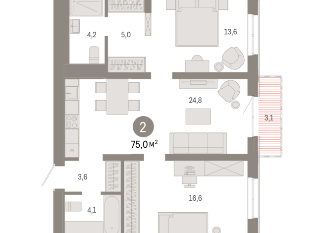 74.00 м² | 8 - 17 эт.