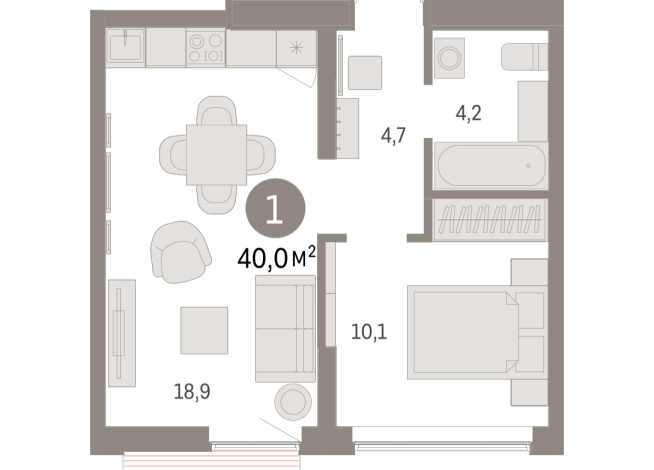 39.00 м² | 8 - 9 эт.