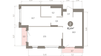 61.00 м² | 13 - 16 эт.