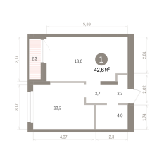 42.00 м² | 16 - 16 эт. 00