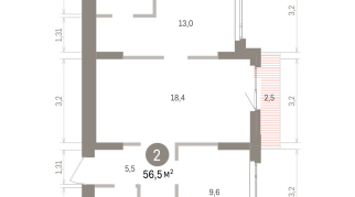 56.00 м² | 2 - 7 эт.
