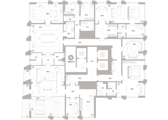 600.00 м² | 24 - 25 эт.