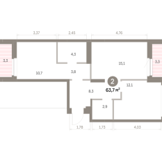 63.00 м² | 3 - 9 эт. 00