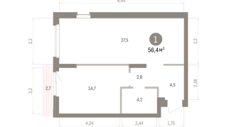 56.00 м² | 8 - 16 эт.