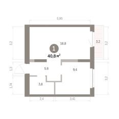 40.00 м² | 4 - 9 эт. 00