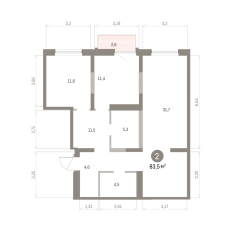 83.00 м² | 3 - 16 эт. 00